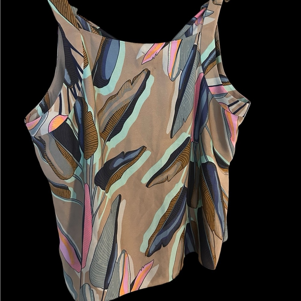 NWT Nic + Zoe Women's Aqua Blue Banana Leaves Tank- XXL. MSRP $138 - Picture 4 of 7